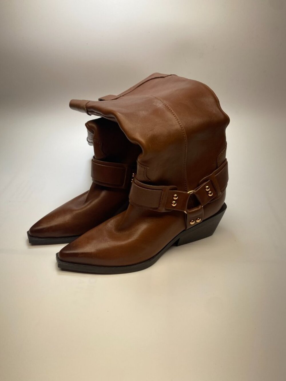 Marc Fisher LTD Womens Rally Leather Strap-and-Grommet Western Brown Boots Sz 7 - Picture 7 of 11